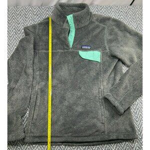Patagonia Women's Re-Tool Snap-T Fleece Pullover Gray Mint Green Accent Medium